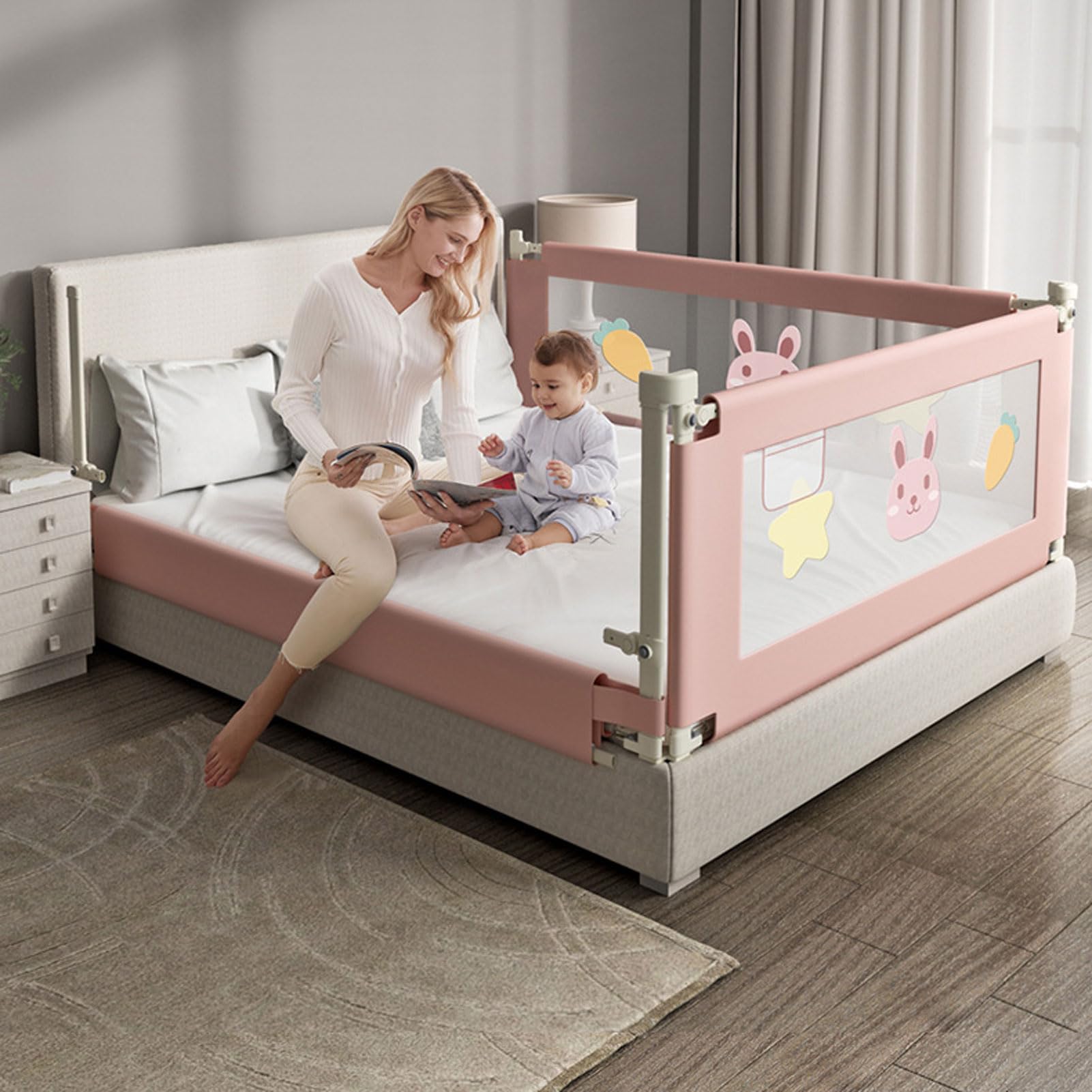 Barandilla de Seguridad para Cama Infantil, barandilla Protectora para Cama de niños pequeños, barandilla de Seguridad para Cama de bebé con Doble Cierre de Seguridad para niños, b
