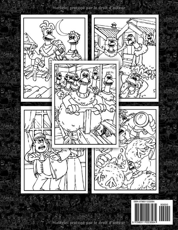 coloring book: 40+ JUMBO Drawing Pages Of chickens run's Characters and Iconic Scenes for Kids Adults (French Edition) - Image 2