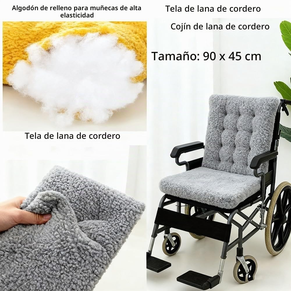 Cojín Antiescaras Integrado para Silla De Ruedas con Respaldo, Reductor Presión Lavable En Poliéster/Algodón, Previene Úlceras por Presión Accesorio para Sillas Ruedas Y Oficina