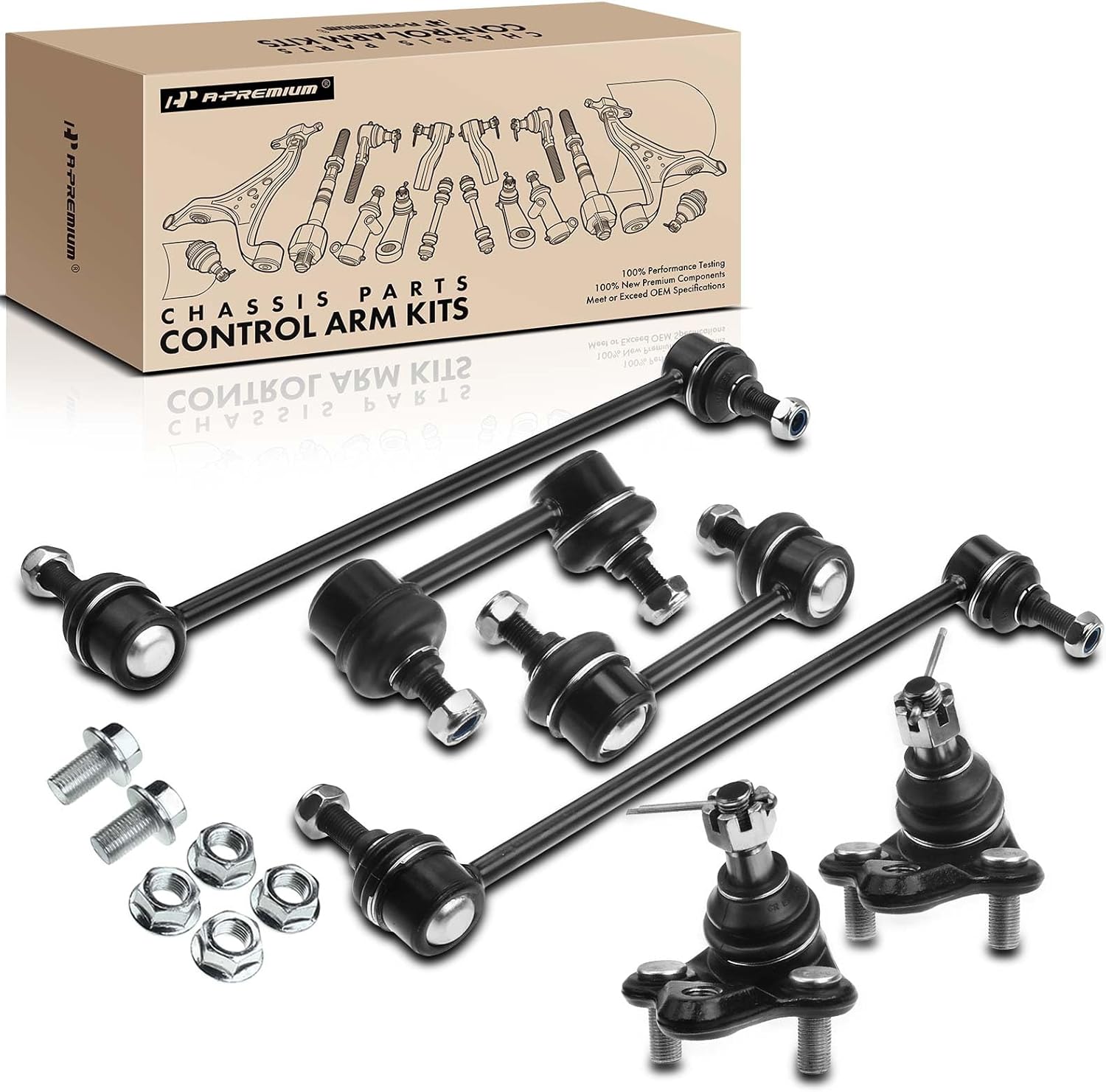 A-Premium Set of 6, Front & Rear Sway Bar Link, Front Lower Ball Joint, Compatible with Toyota RAV4 2001 2002 2003 2004 2005