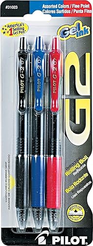 Miniatura 2 de Pilot 31023 G2 Premium Bolígrafo retráctil de tinta de gel, recargable, tinta surtida, 0.028 in, paquete de 3