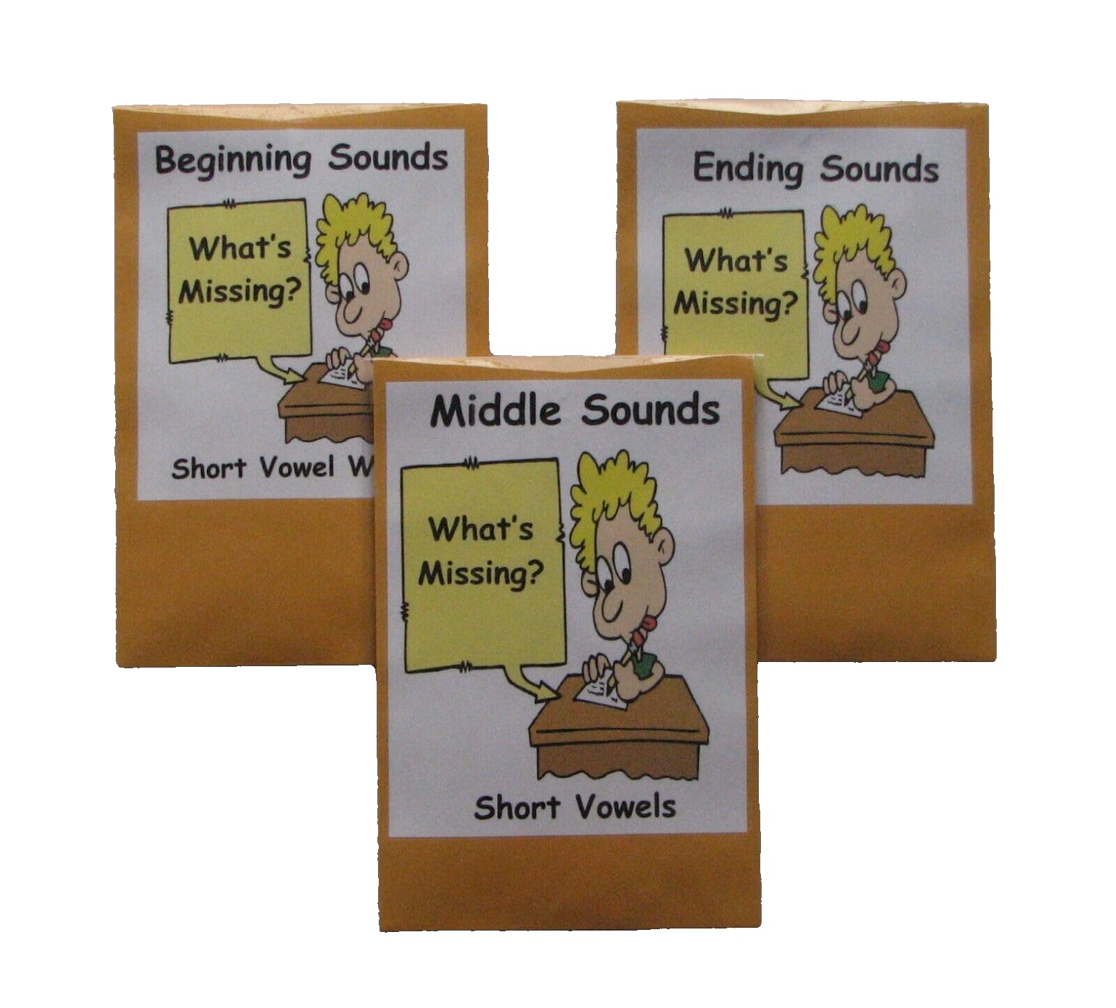 3 Teacher Made Literacy Centers Phonics Resource Games Beginning, Middle & Ending Sounds