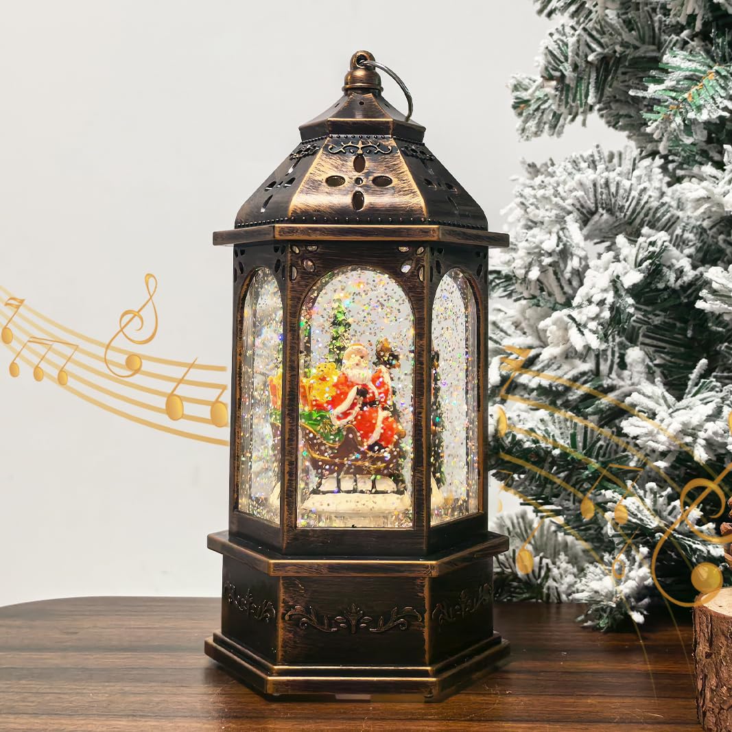 Photo 1 of ***MUSIC AND LIGHTS DONT WORK** Christmas Snow Globe Decor, Musical Lights - USB Plug-in & Battery Operated Music can be Turned Off, Water Glitters Music Christmas Lantern for Xmas Home Decoration and Santa Gifts