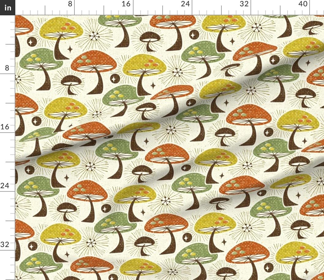 Spoonflower Fabric - Autumn Mushrooms Printed on Petal Signature Cotton Fabric by The Yard - Sewing Quilting Apparel Crafts Decor