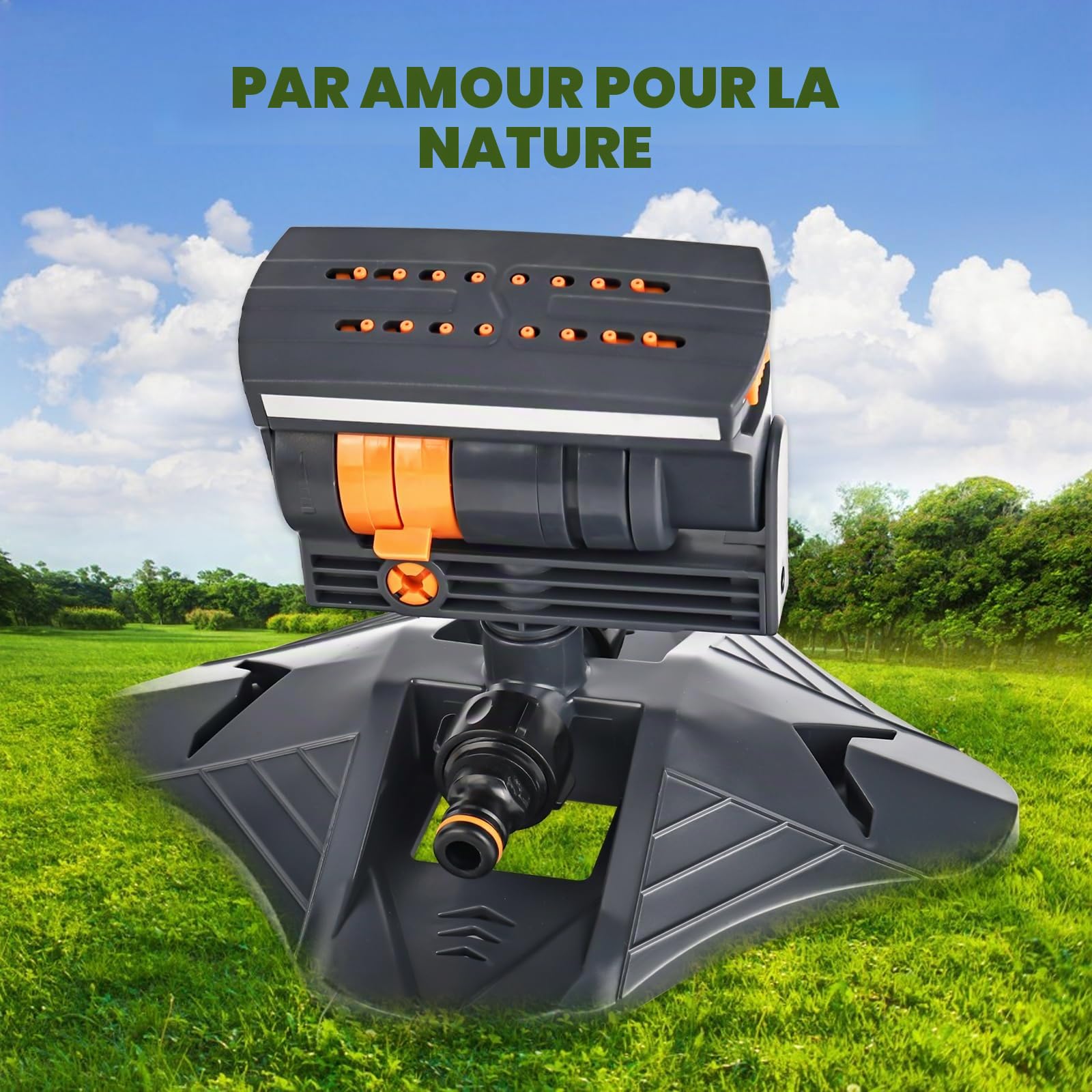 Arroseur de pelouse à 16 buses pour arrosage du jardin, 4 modes, oscillation automatique, arroseur carré pour l'irrigation, arroseur pour pelouses et surfaces, système d'irrigation, arroseur