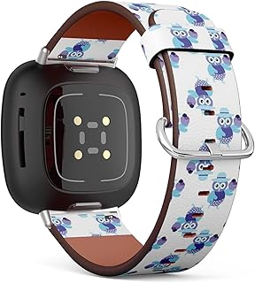 CJBROES Replacement Leather Watch Band, Compatible with Fitbit Versa 3 and Fitbit Sense of Wristband Bracelet Accessory - Cartoon owl hat Icecream