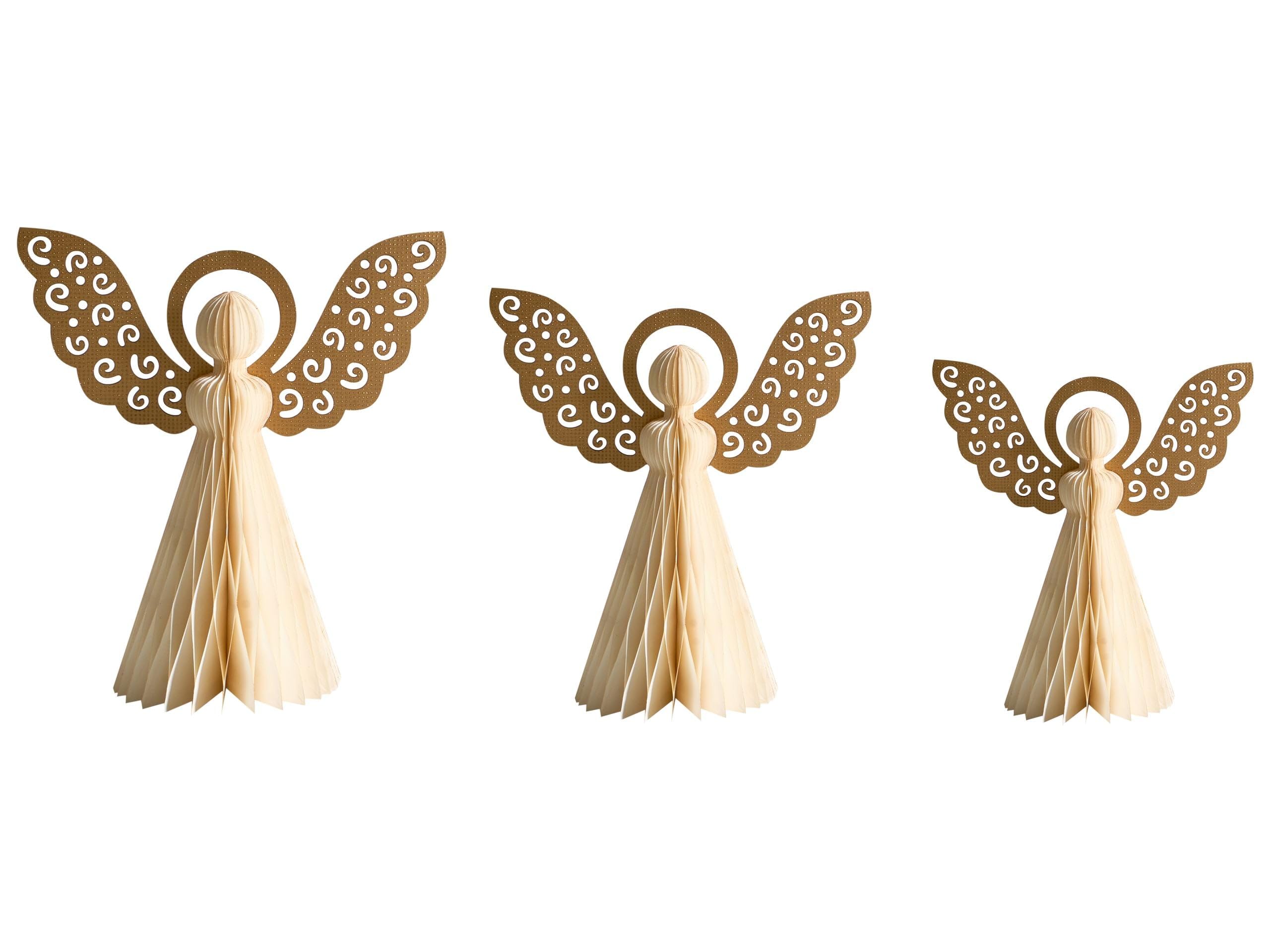 Figurines d'anges papier Noël origami beige Beliani pour table et sapin