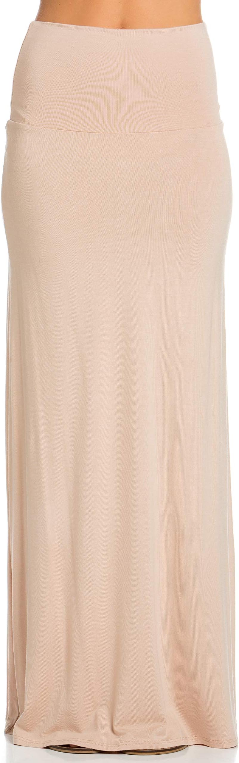 AzulesWomen's Rayon Span Regular to Plus Size Maxi Skirt - Solid Soft and Stretchy Fabric