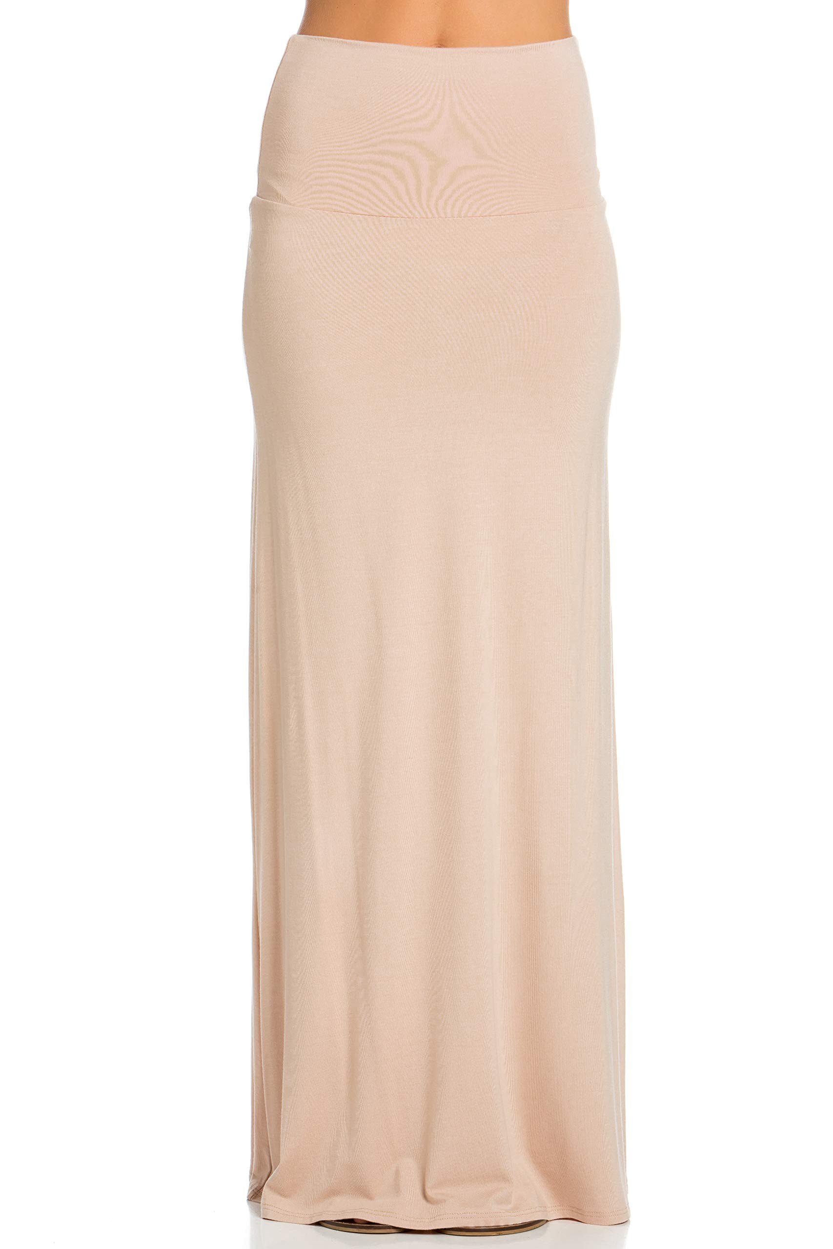 AzulesWomen's Rayon Span Regular to Plus Size Maxi Skirt - Solid Soft and Stretchy Fabric