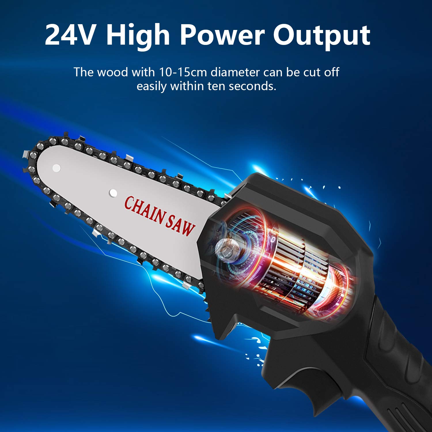 ZasLuke Chainsaw, 4 Inch 24V Electric Chainsaw with Brushless Motor