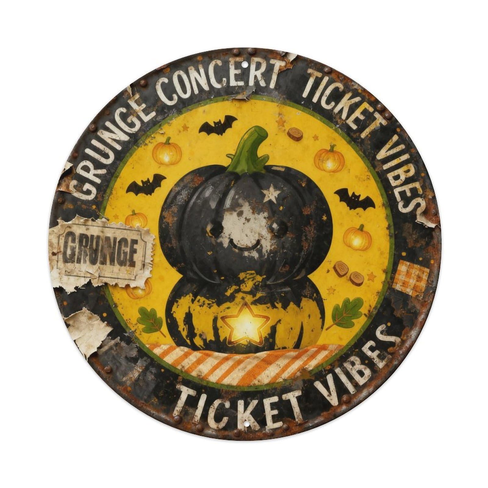 Grunge Concert Ticket Vibes Metal Tin Sign Plaque
