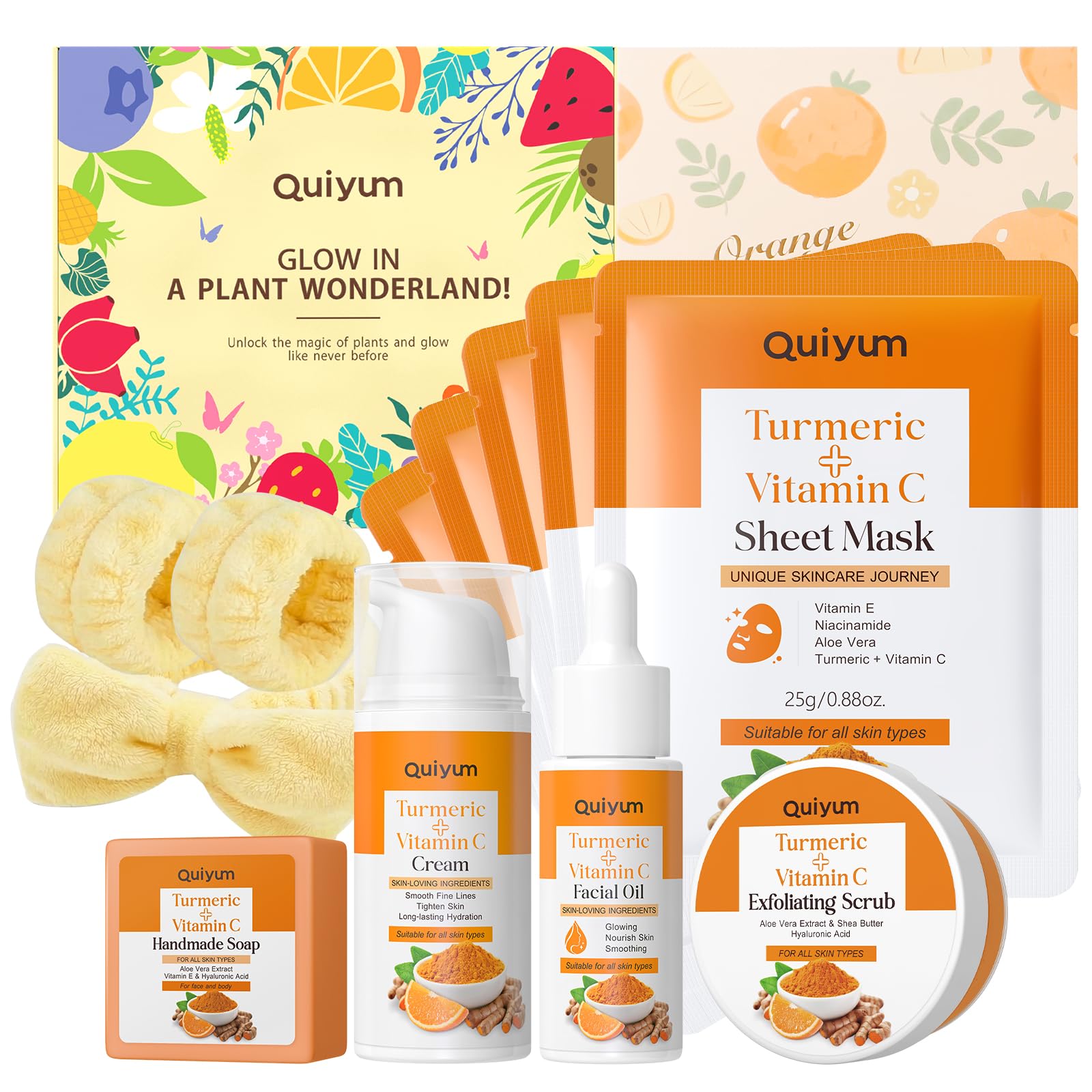 QUIYUM Facial Care Set with Turmeric and Vitamin C, 5 Piece Complete Facial Skincare Kit for Women, Gift Set with Cleansing Milk, Toner, Eye Cream, Serum and Face Cream — view 11