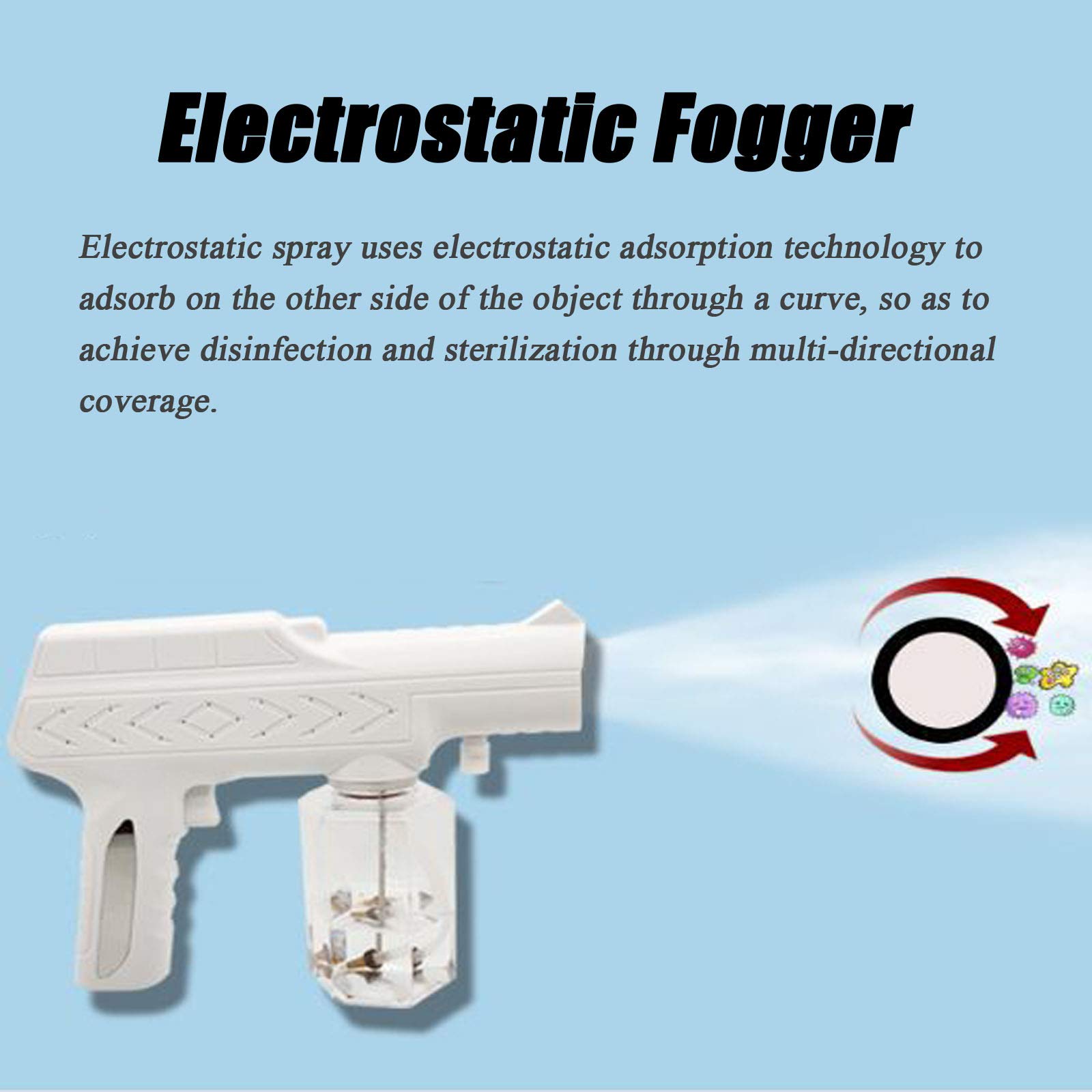 Spruzzatore elettrostatico, nebulizzatore per sterilizzazione a batteria ricaricabile 2600mAh, spruzzatore atomizzatore nano, nebulizzatore portatile senza fili per casa, ufficio, auto,Nero