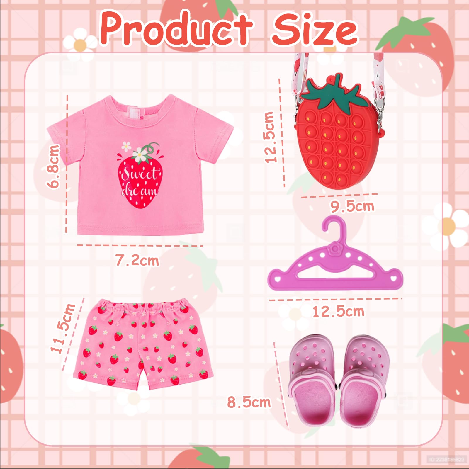 Xerteam Doll Clothes, Clothes Set for 30-45 cm Baby Dolls, Sweet Outfits, Pajamas, Hangers - Image 2