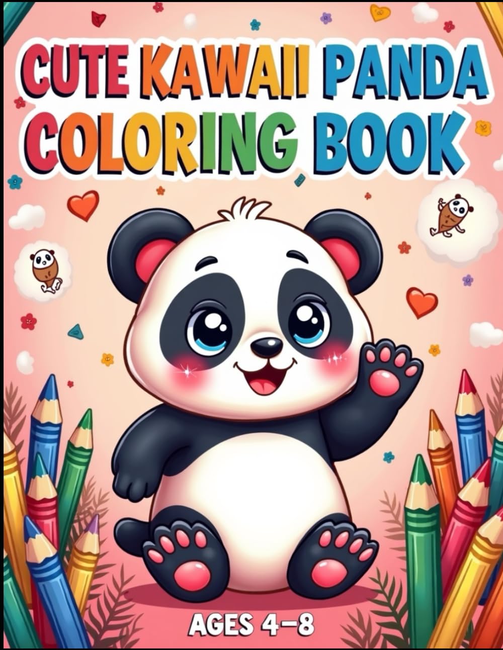 Cute Kawaii Panda Coloring Book for Kids Ages 4–8: Fun and Easy Coloring Pages with Bold Lines