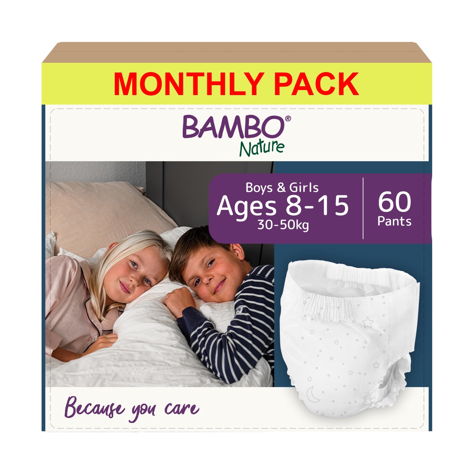 – Dreamy Night Pants Nappies, (Children Aged 8-15, 35-50kg), 60PK Pull Up Pants, Eco Nappies Keep Beds Dry All Night, Pull Ups Training Nappy, Secure, Comfortable, Potty Training