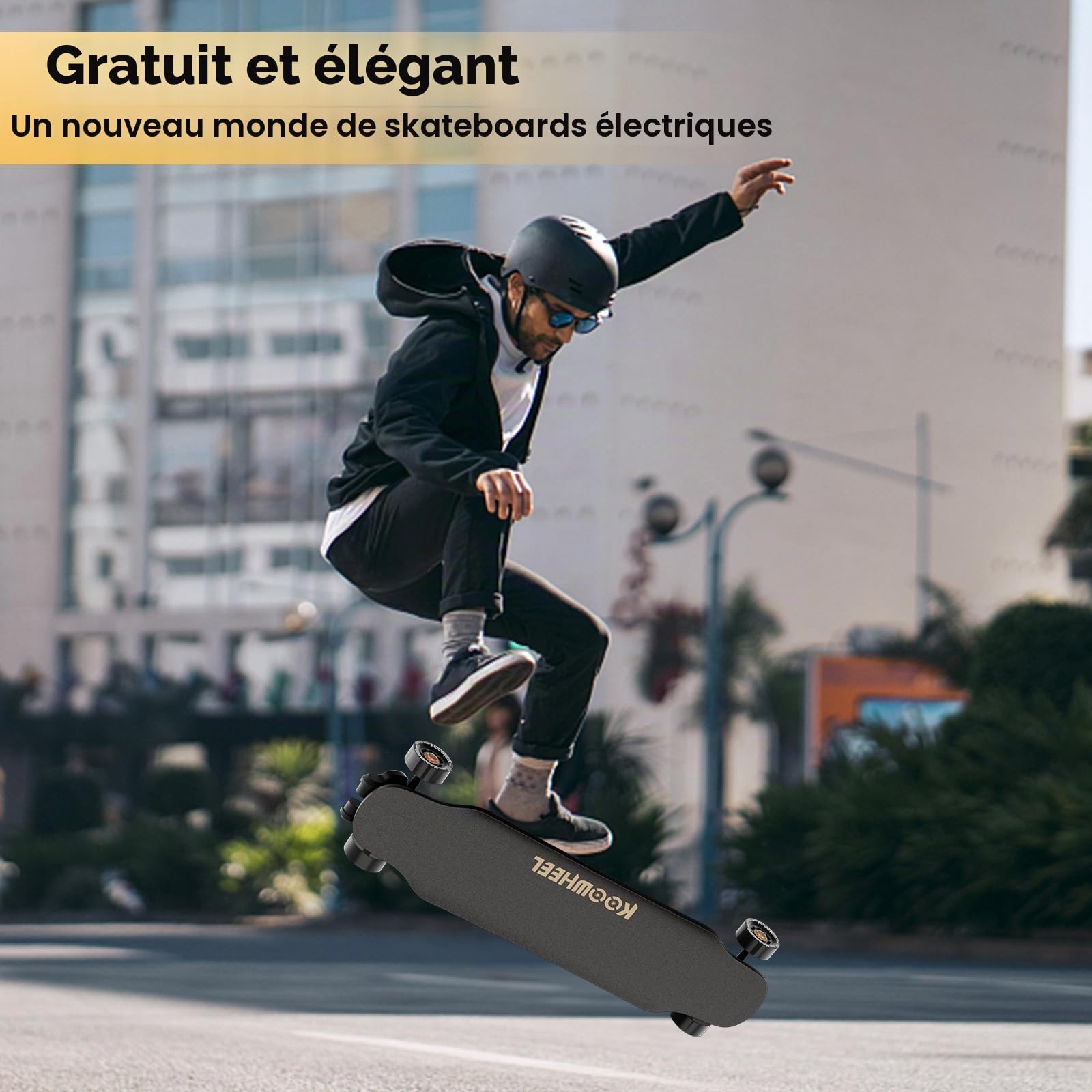 Skateboard électrique avec télécommande OLED, double moteur 2000 W, 45 km/h Max, étanche IPX4