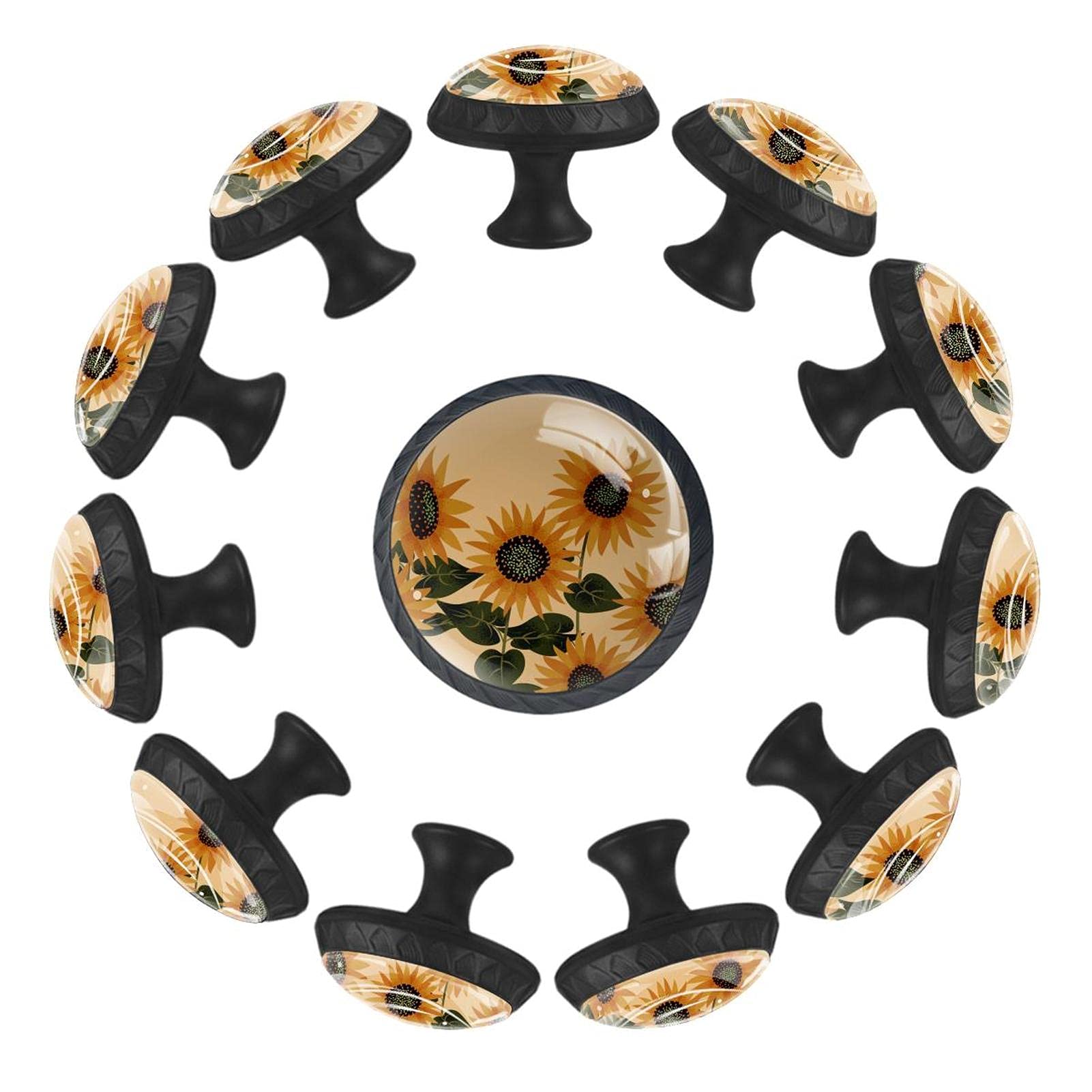 Boutons de tiroir ronds vintage tournesol 35 mm pour meuble et commode de crèche