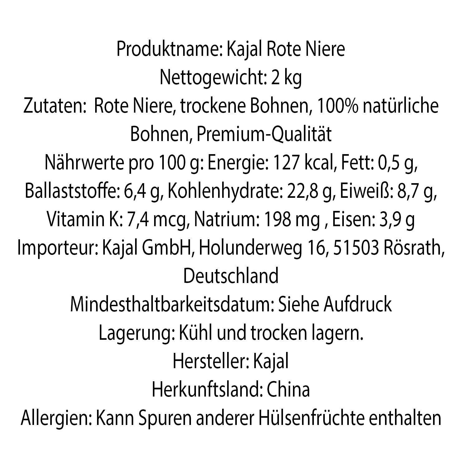 Kajal Rote Niere, trockene Bohnen, 100% natürliche Bohnen, Premium-Qualität, Packung mit (6, Kilogramm)