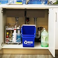 Vista 4 de ¡Reglas de reciclaje! Contenedor de papelera de reciclaje apilable de 6 galones en azul, reciclador práctico libre de BPA ecológico con asa, paquete