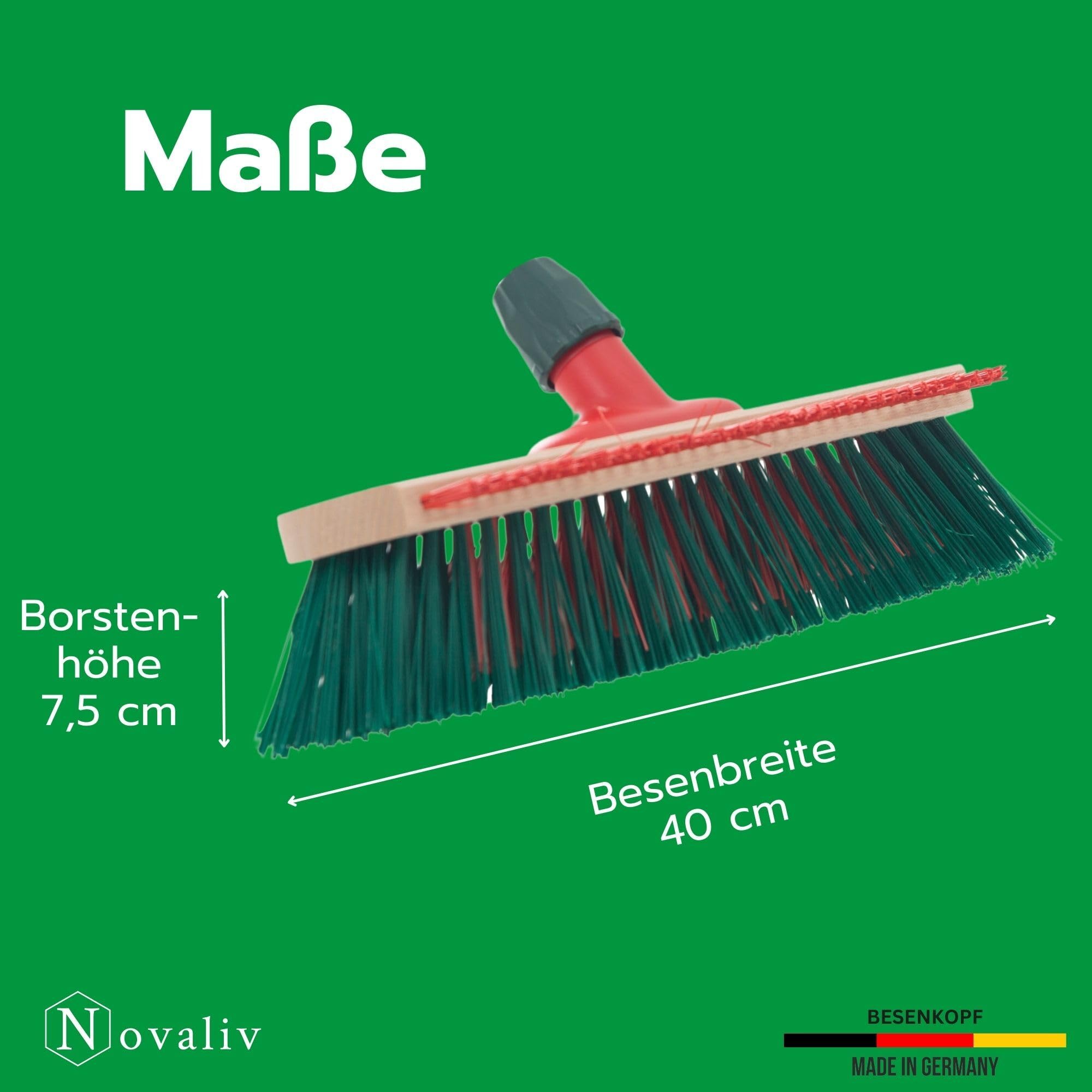Novaliv Gartenbesen Elaston 40 cm 3 Stück Besenkopf mit Kratzleiste Elaston Borsten Besen draußen Straßenbesen Harte Borsten Terassenbesen Hofbesen Stallbesen Kehrbesen Industriebesen Outdoor Broom