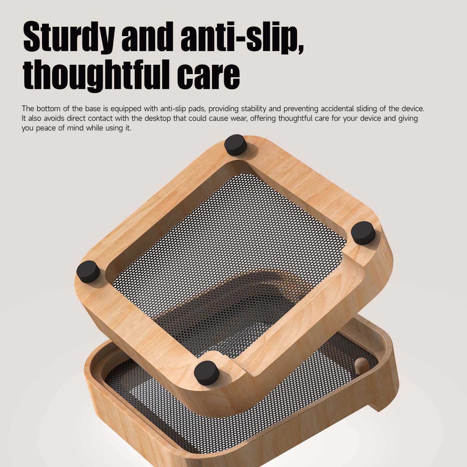 Supporto in legno per Mac Mini M4/M4 Pro (2024) - Stabile con filtro antipolvere, dissipazione del calore ottimizzata, comodo accesso al pulsante di accensione