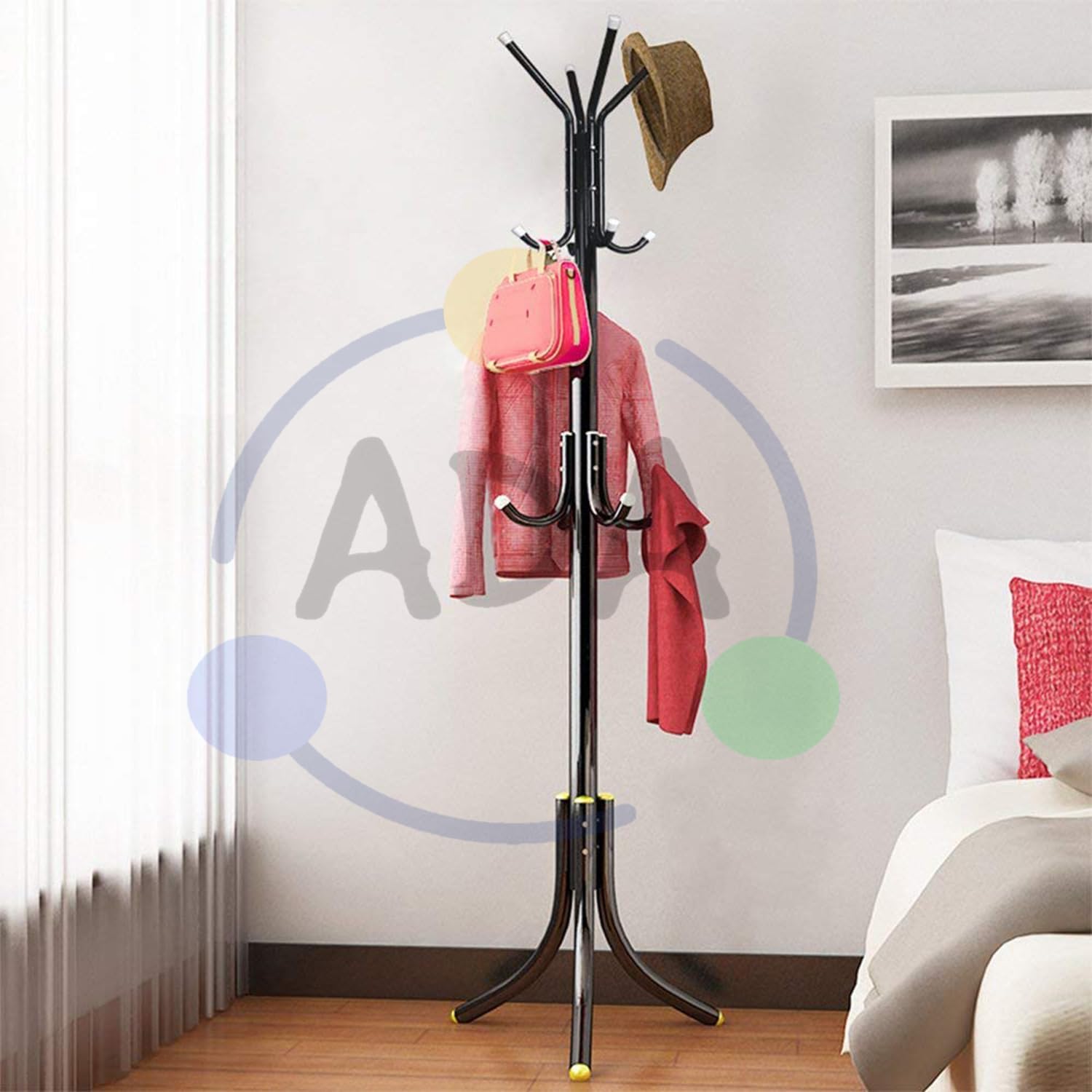 ADA Wrought Iron Coat Rack 12 Hooks Hanger | Creative Fashion Bedroom for Hanging Clothes,Bag,Hat,Scarf Shelves, Wrought Iron Modern Racks Standing Coat Rack (Black), Cm (B07SVLS1QB) Amazon Price History, Amazon Price Tracker