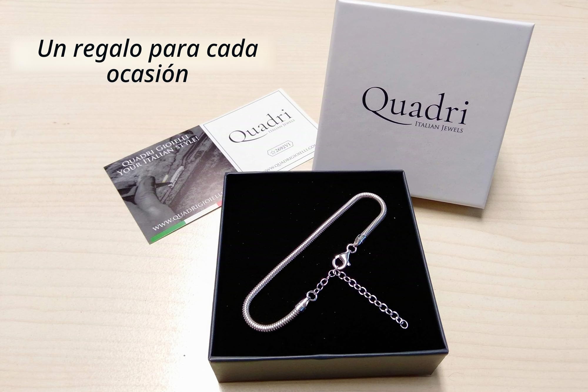 QUADRI - Pulsera Hombre y Mujer Plata 925 - Idea de Regalo - Made in Italy