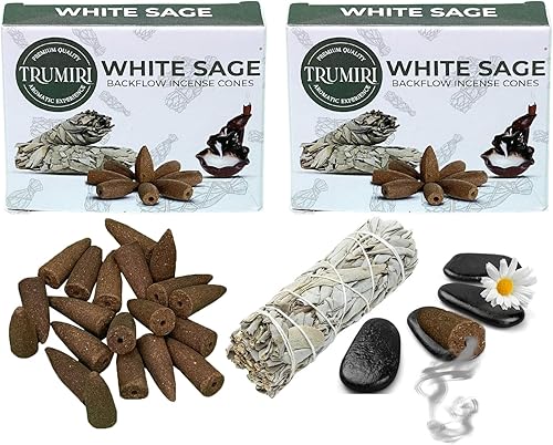 Miniatura 6 de Conos de incienso de reflujo de salvia blanca  Total de 20 conos de incienso en cascada  Paquete doble de 10 conos de incienso de reflujo  Conos de