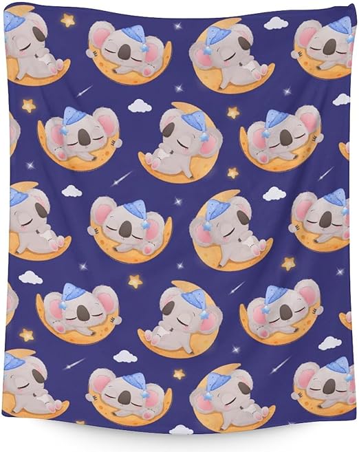 Koala Blanket Gifts - 30"x40" Cute Throw for Women, Girls - Purple Soft Fuzzy Blankets for Couch & Office