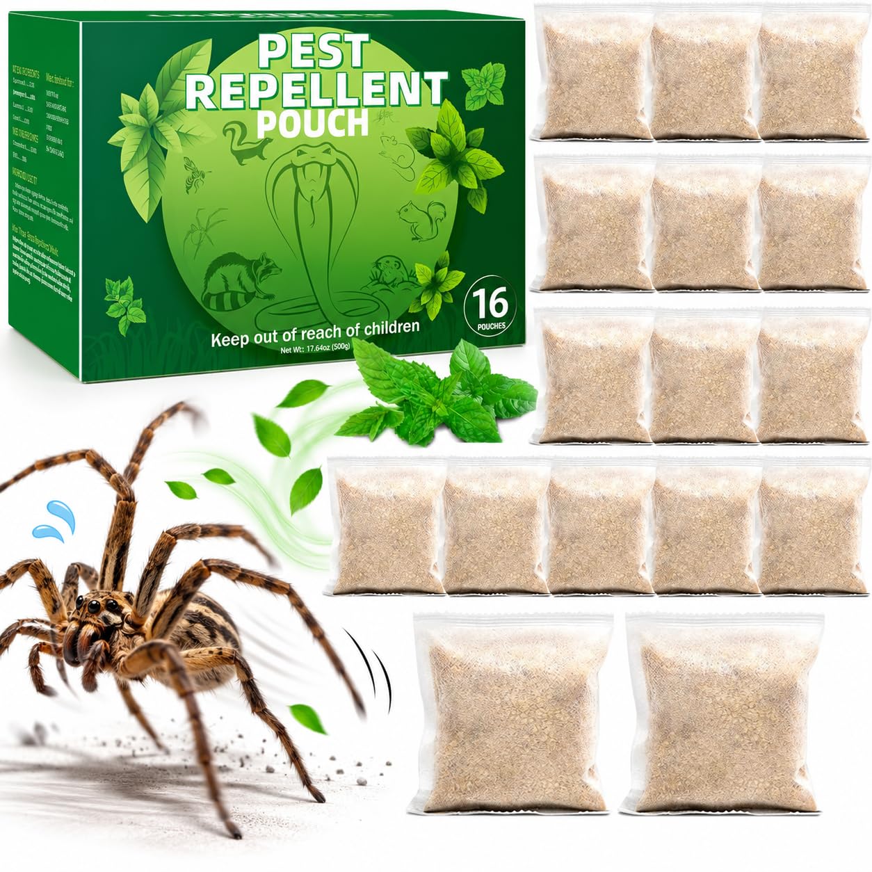 16 Pack Natural Spider Repellent Pouches