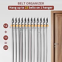 Vista 3 de Colgador de cinturones para armario Max 42 cinturones, organizador de cinturones de 2 en 1 de montaje en pared con ganchos giratorios de 360°