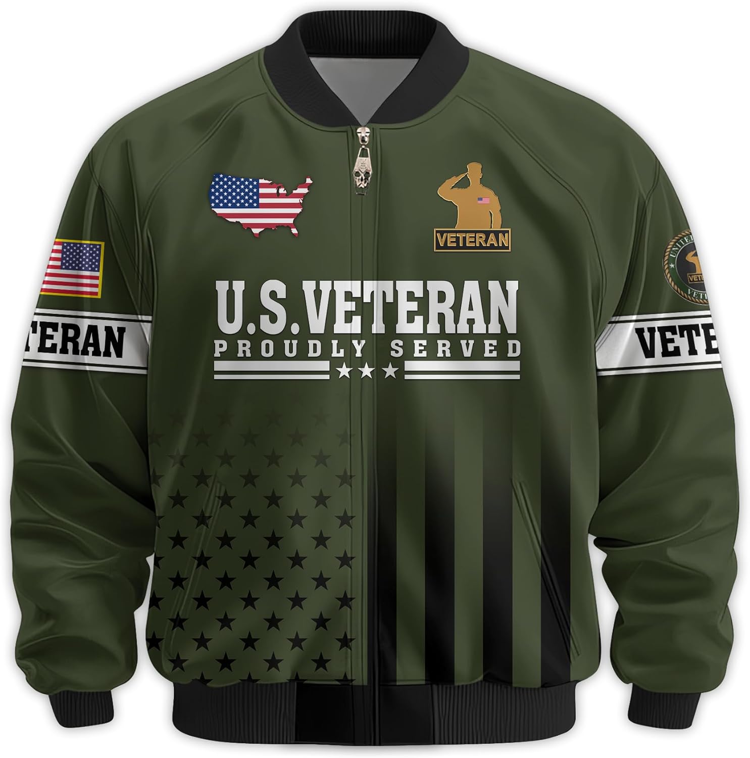 Veterans Day Windbreaker, Patriotic Bomber Jacket - Perfect Veterans Day Gift