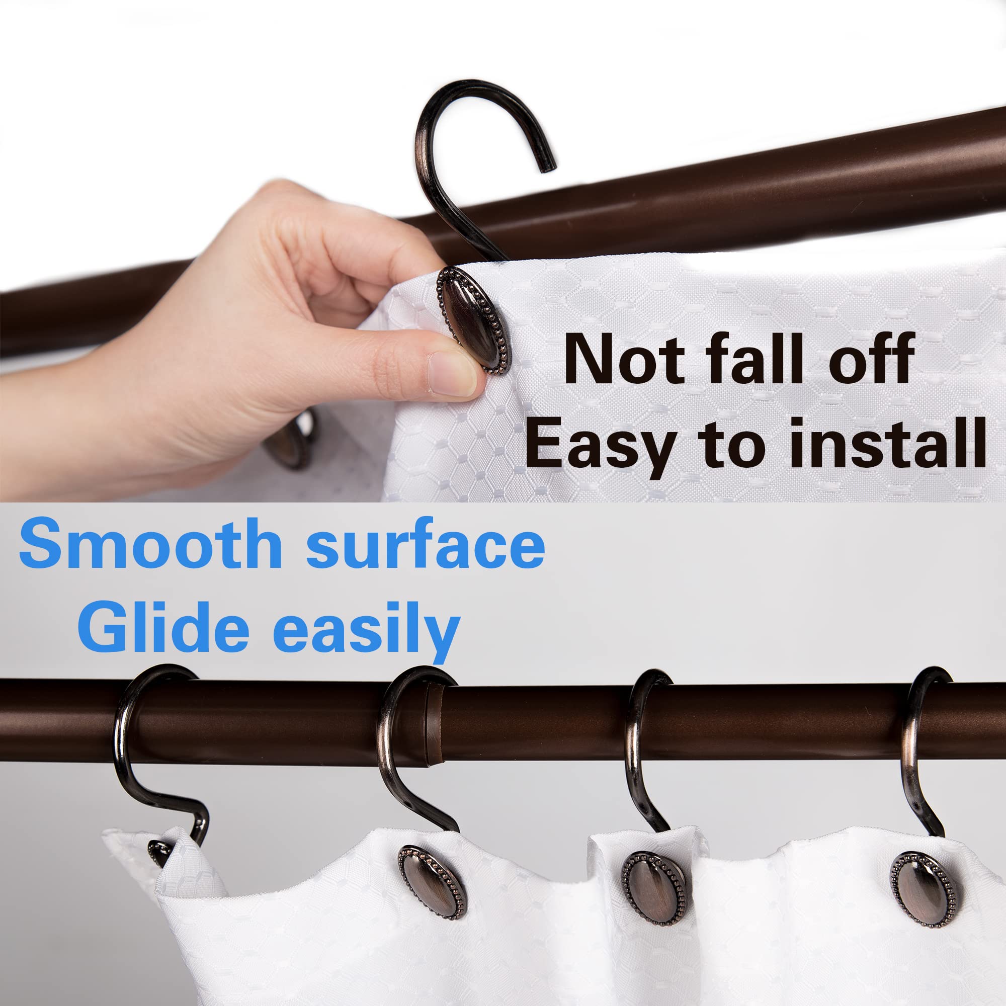 Maytex Duschvorhanghaken Metall - 12 Stück Doppelrolle Gleitringe