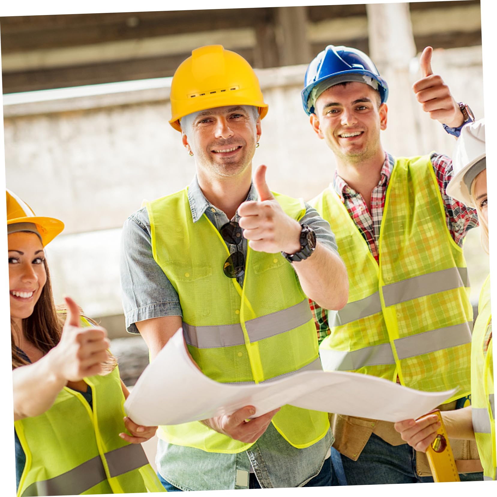 HOMSFOU Casco Visera Seguridad Tapa Sombrero Duro Obrero Respiradero Enfriamiento Equipado Protector Reflexivo Hombres Ventilado Trabajar Protección Accesorios De Construccion Abs Yellow