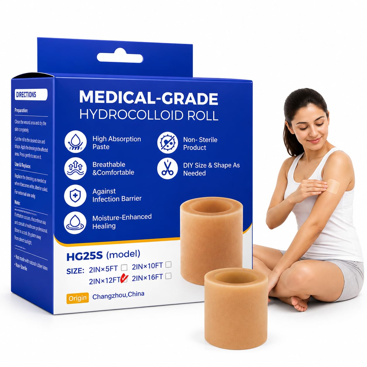 AJIGNA MART Surgical Tape, Medical Grade Hydrocolloid Roll Dressing Tape, Cut to Size Wound Care Bandage for Blisters, Heel Protection, Minor Cuts, Scratches, Waterproof Adhesive Dressing Roll, Skin Friendly-image-31