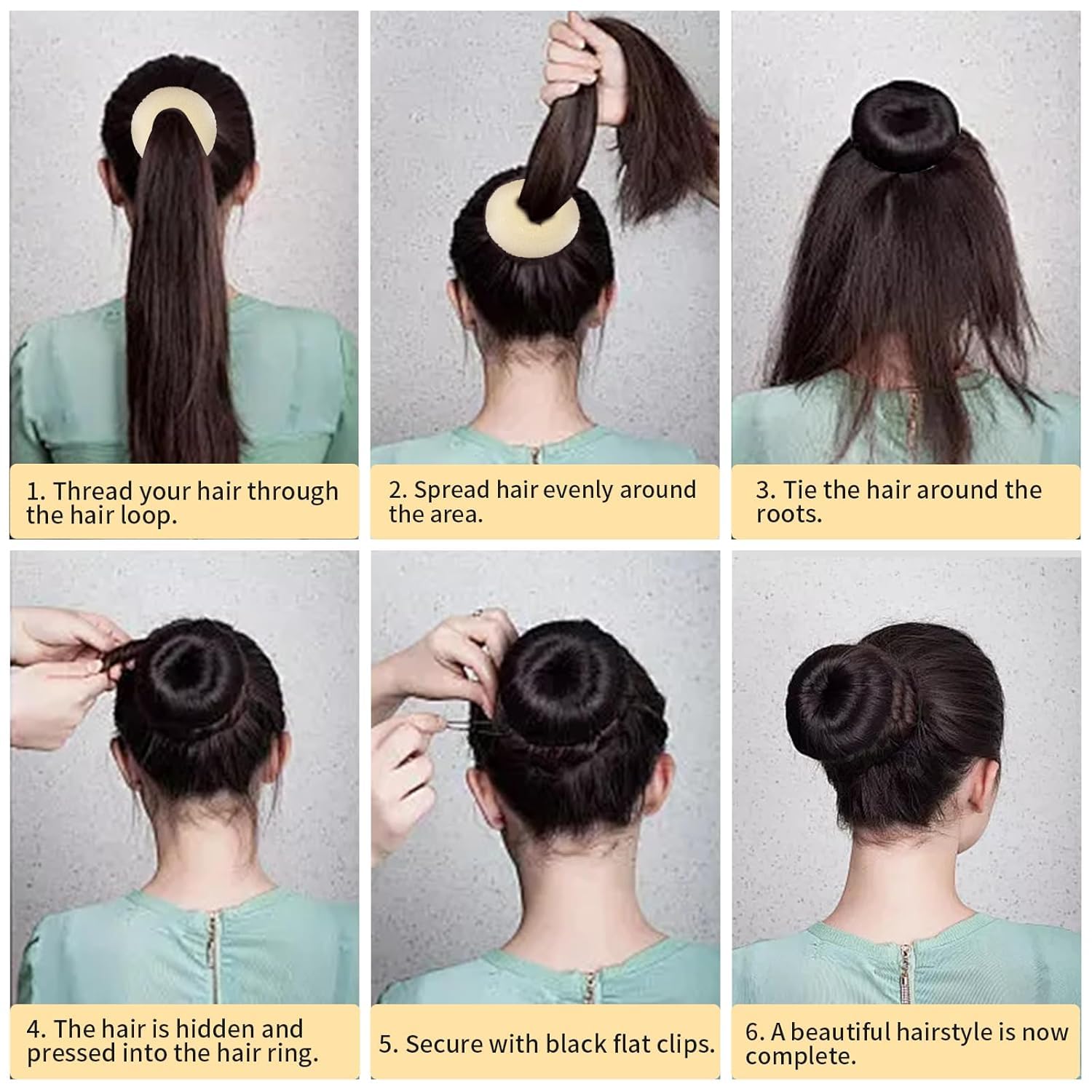 8 Pcs Ring Style Donut Bun Shaper with 40 Hair Pins, 5 Elastic Hair Ties - Image 3