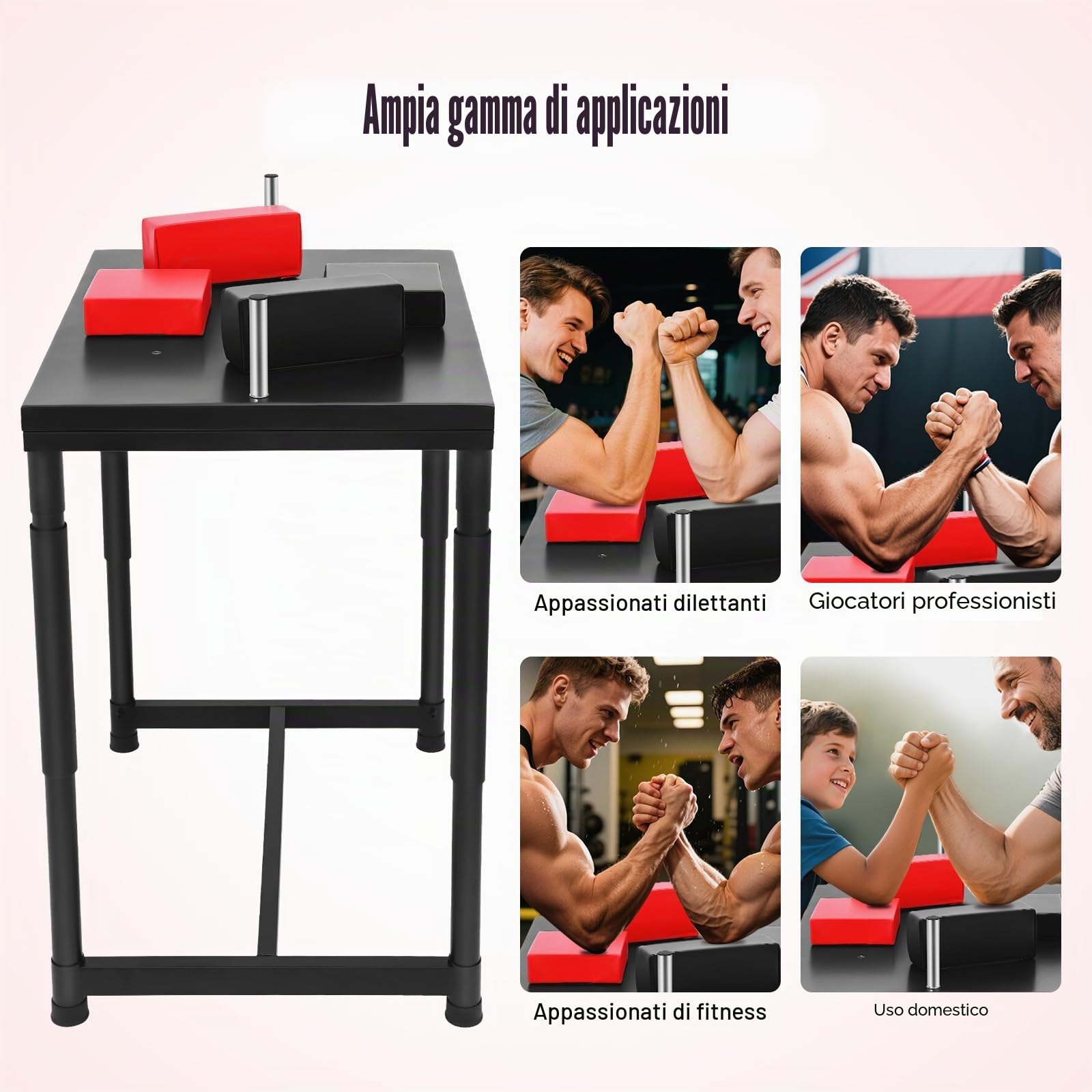 Tavolo professionale per braccio, 90 x 65 x 100 cm, capacità di carico 1T, per allenamento competizione, braccio, con forza del polso rimovibile per palestra, bar, casa