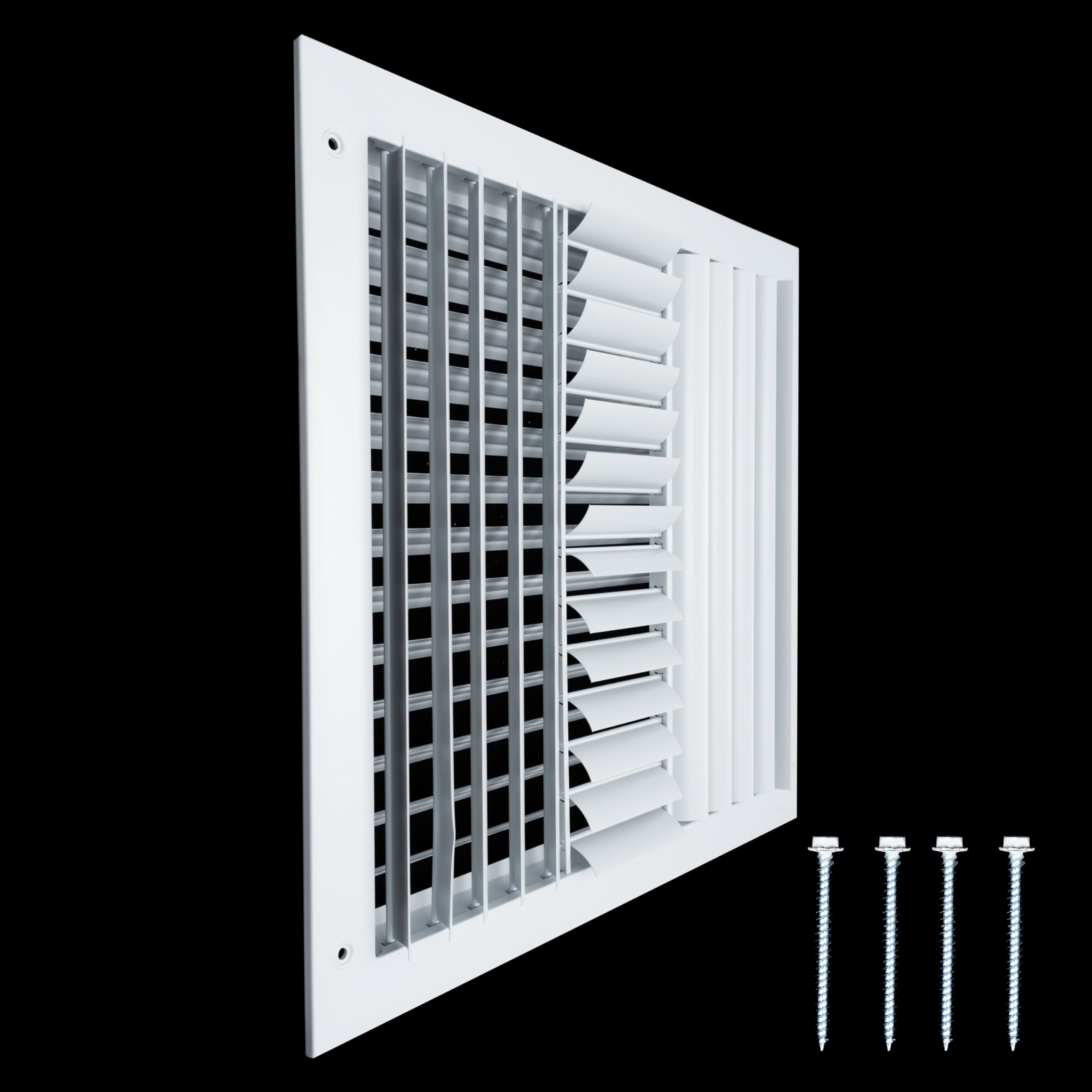 Handua 14"W x 14"H [Duct Opening] Aluminum 4-Way Adjustable Air Supply Grille | Curved Blade Register Vent Cover for Sidewall & Ceiling | White | Outer Size: 15.75"W x 15.75"H for 14x14 Duct Opening