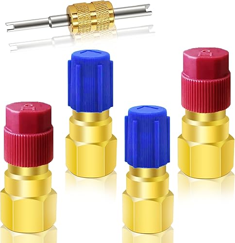 Miniatura 1 de Kit de conversión R12 a R134a, 2 pares de adaptadores de actualización R12 a R134a, kit de montaje de reacondicionamiento de CA R12 a R134A,
