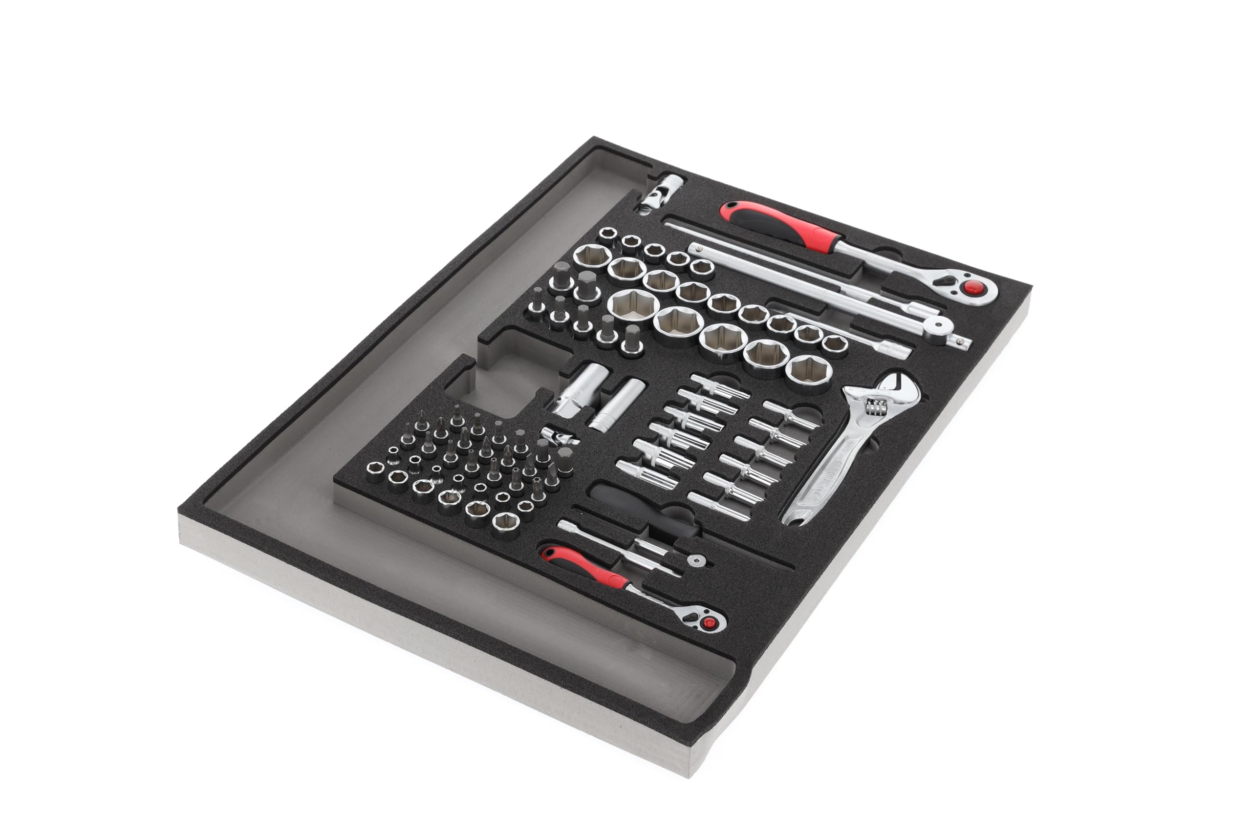 GEDORE zestaw kluczy nasadowych 1/4" + 1/2" i akcesoria w module piankowym 3/3, 84-częściowy