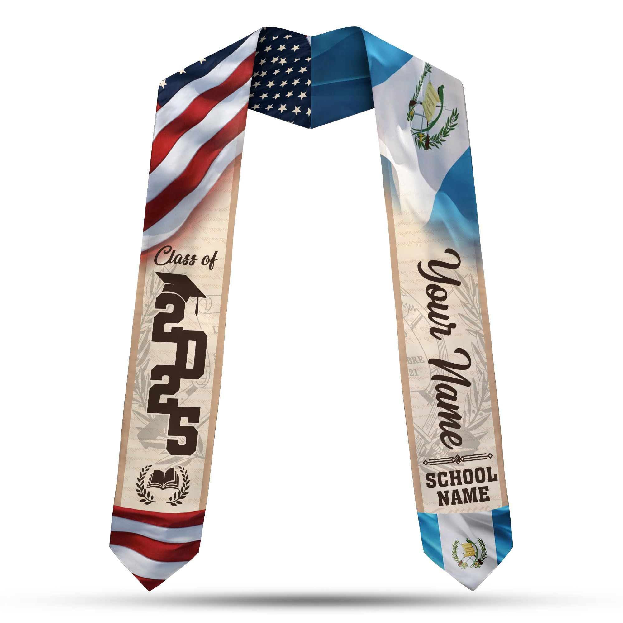 MonkeyVan Personalized Guatemala Graduation Sash 2025, Custom Guatemalan Graduation Sash, Guatemala Graduation Stole Sash Guatemala3