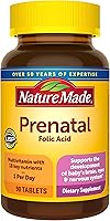 Vista 1 de Nature Made Multivitamínico prenatal con ácido fólico, suplemento prenatal de vitaminas y minerales para el apoyo nutricional diario, 90 tabletas