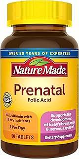 Nature Made Prenatal Multivitamin with Folic Acid, Vitamin & Mineral Supplement, Daily Nutritional Support, Prenatal Vitamins for Women, 90 Tablets, 90 Day Supply