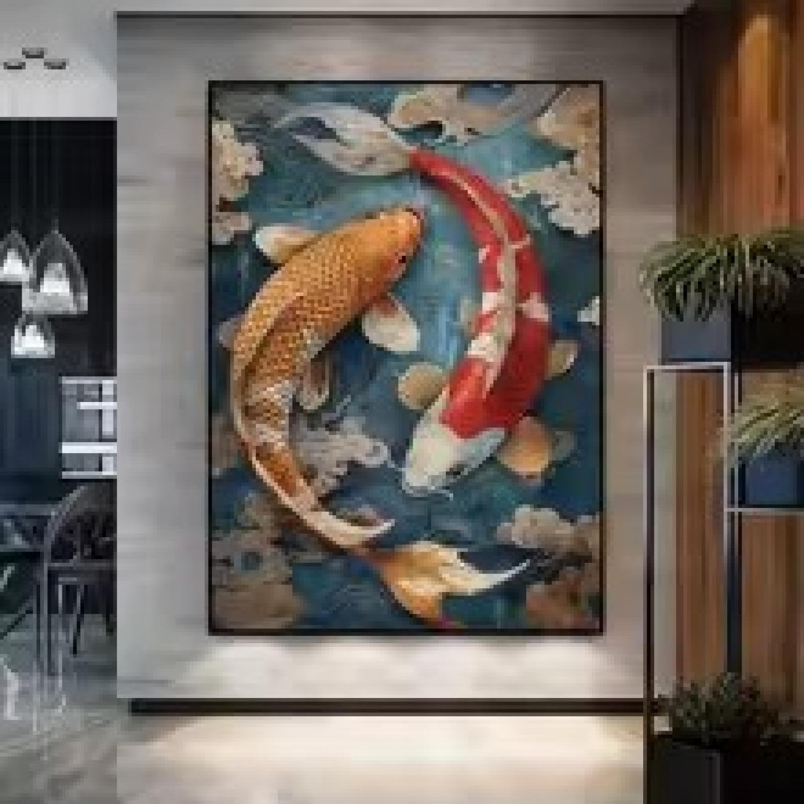 Toile Yin Yang poissons koï Feng Shui pour apaiser la chambre - 6