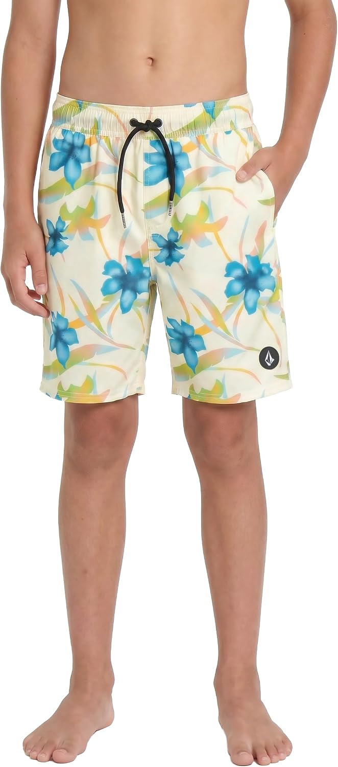 Volcom Boys' Elastic Waist Swim Trunk – UPF 50+ Sun Protection Quick Dry Lined Boardshort- Big Boys