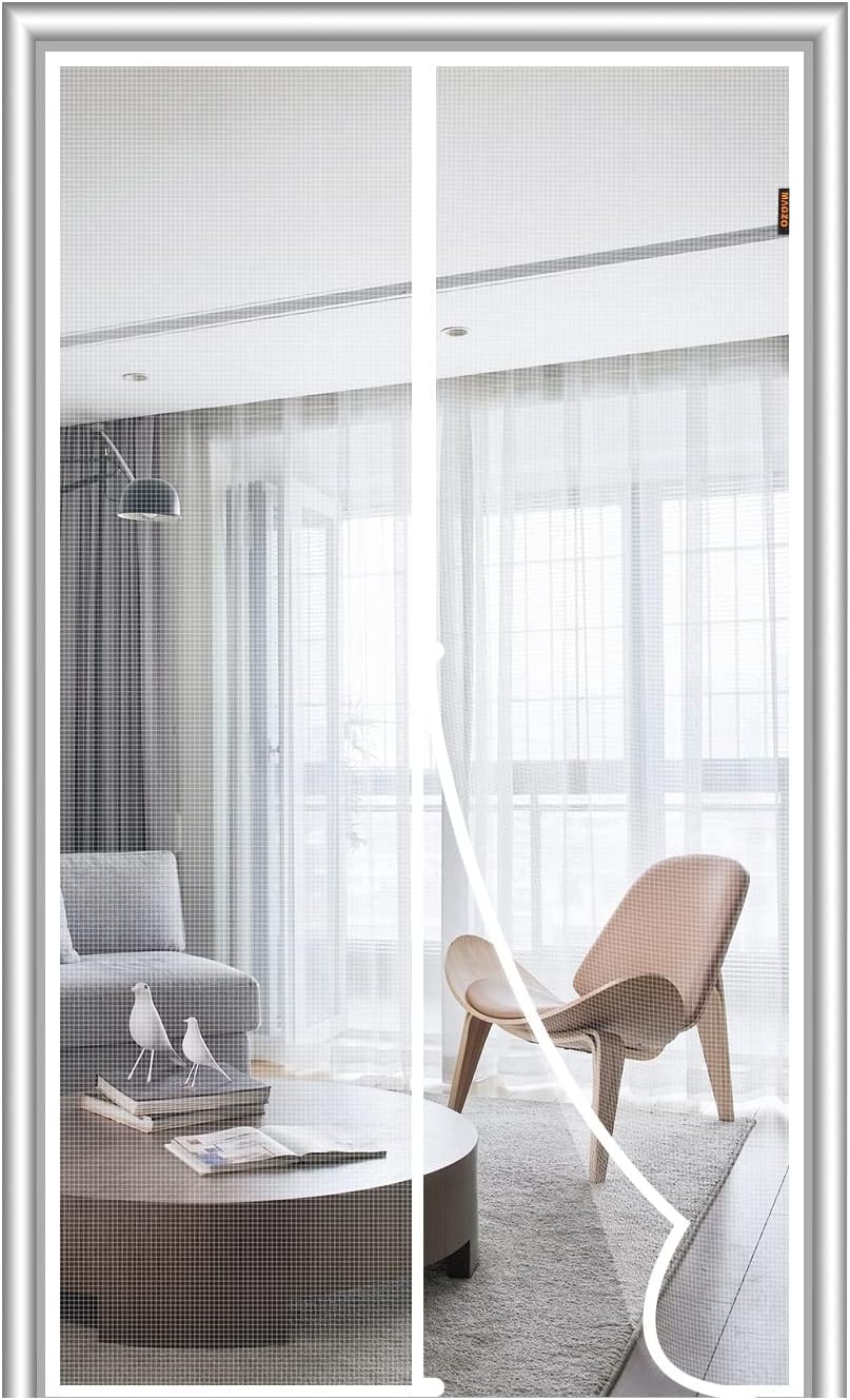 MAGZO Screen Door White, Fits Door Size 60'' x 80'' (Curtain