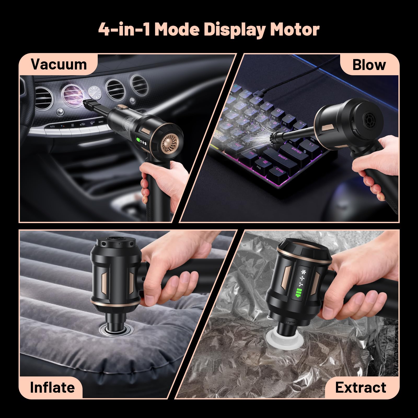 SLOKSFil 2026 Aspiradora de Mano,28000PA Aspiradora Mini 4 en 1 Sin Cable, Autovaciado con un Solo Botón y, 3 Niveles de Succión Motor sin Escobillas, para el/HogarPelos/Animales/Cocina