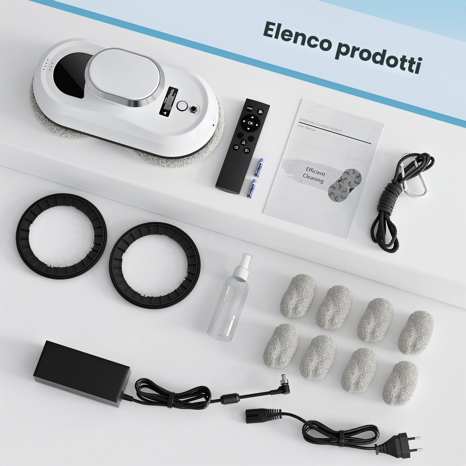 Robot lavavetri elettrico 3000 PA 0.35m/min Robot lavavetri Robot per pulizia vetri con remoto Controller 3 modalità di pulizia Robot lavavetri finestre Pulisci vetri elettrico