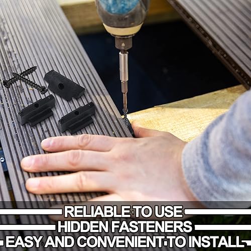 Miniatura 5 de Bucherry Sujetadores ocultos, clips de nailon para fijación de cubierta, sujetadores de cubierta compuestos con tornillos de ranura cuadrada negra